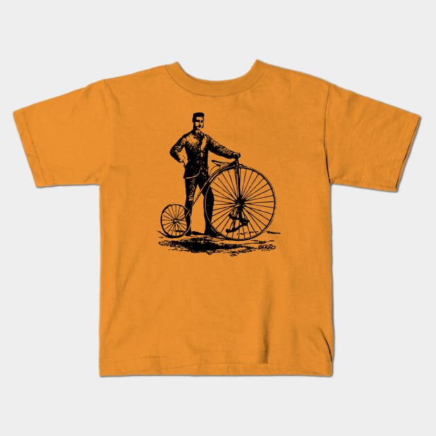 Bicycle-Black-Retro Kids T-Shirt by BonzoTee